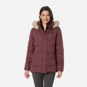 RALPH LAUREN Diamond Quilted Down Coat Size L. Removable hood. Warm, comfortable